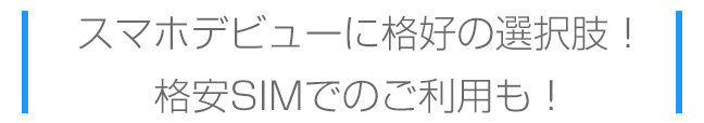 スマホデビューにおすすめ！格安SIMでのご利用も